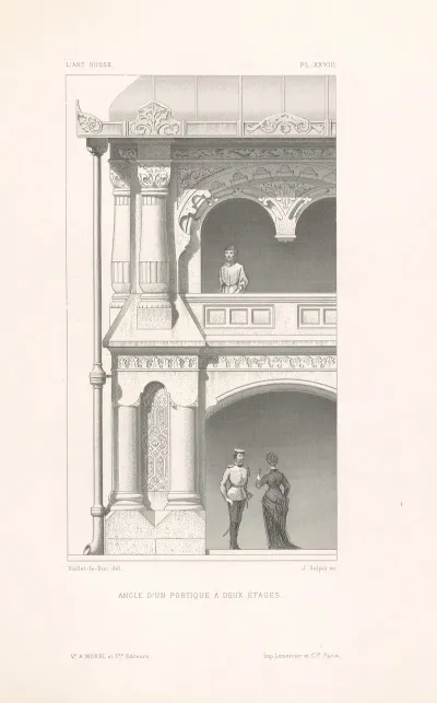 Angle dun portique a deux etages
