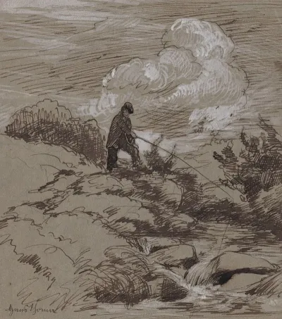 Angler By A Stream