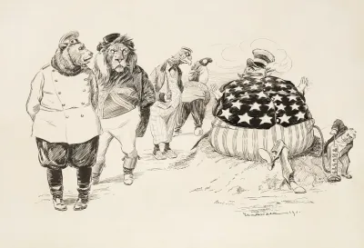 Animals Representing Russia England France And An Unidentified Bird Watch The United States Eagle Be Inflated By The Trusts