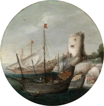 Anlandende Schiffe In Einem Sudlichen Hafen
