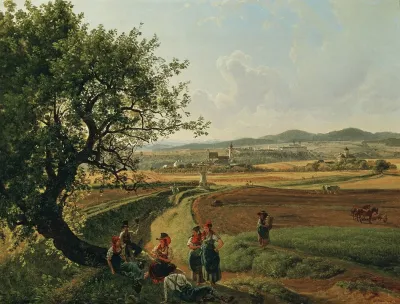 Ansicht Der Herrschaften Schloss Emmersdorf Und Rothenhof Mit Stift Melk Im Hintergrund