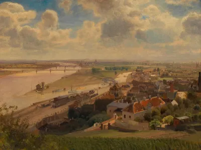 Ansicht Der Stadt Wien Und Der Regulierten Donau Von Nussdorf Aus