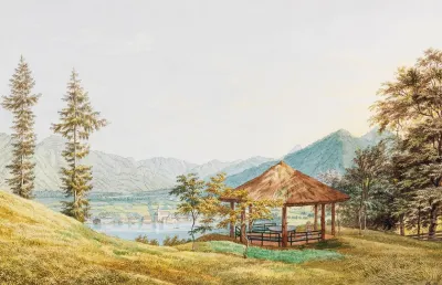 Ansicht Vom Tegernsee Mit Dem Grosen Paraplui