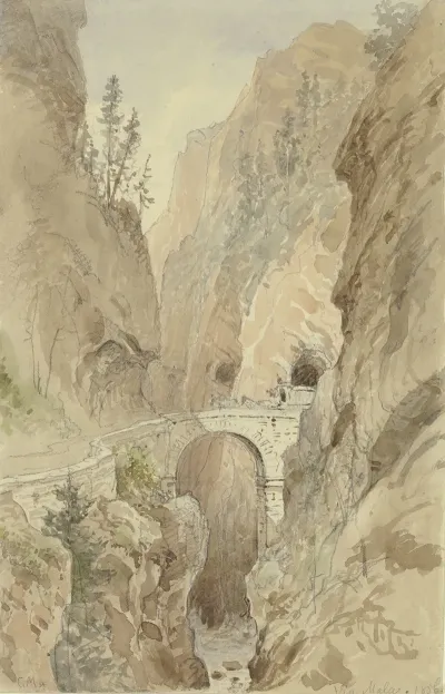 Ansicht Von Der Via Mala An Der Splugenstrase