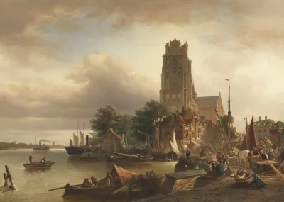 Ansicht Von Dordrecht Mit Der Grote Kerk