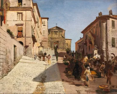 Ansicht Von Genzano Mit Der Kirche Santa Maria Della Cima