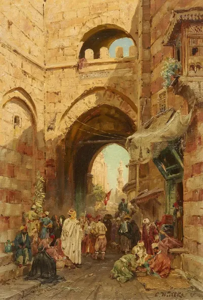 Ansicht Von Kairo Mit Dem Sudtor Der Stadtmauer Bab Zuweila