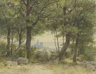 Ansicht Von Kronberg Mit Weitem Blick In Die Ferne Vom Ausgang Des Falkensteiner Waldes Gesehen