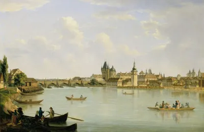 Ansicht Von Prag Mit Der Moldaubrucke Karlsbrucke