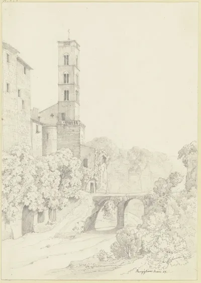 Ansicht Von Ronciglione Mit Der Kirche Santandrea