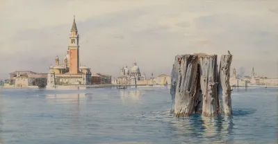 Ansicht Von San Giorgio Maggiore Und Santa Maria Della Salute In Venedig