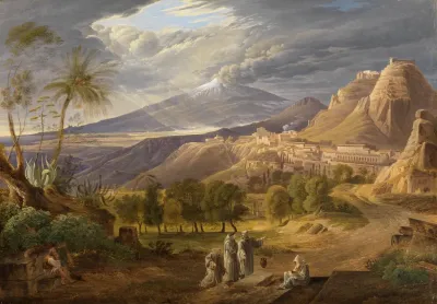 Ansicht Von Taormina Mit Aetna