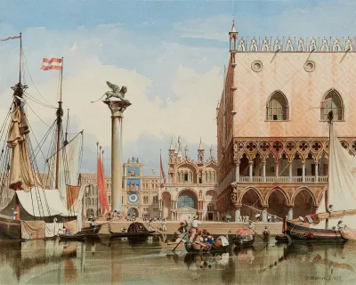 Ansicht Von Venedig Mit Blick Auf Den Dogenpalast Und Die Basilica Di San Marco