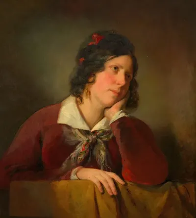 Antonie Amerling Mit Aufgestutztem Kopf 1 Gattin Des Kunstlers