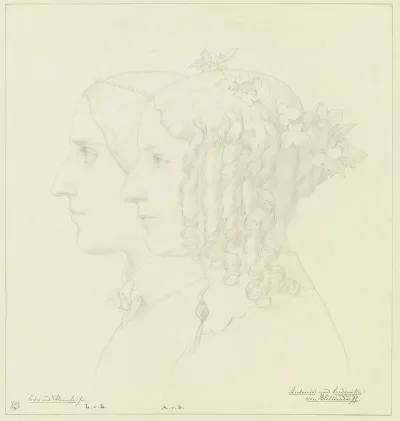 Antonie Von Blittersdorff Und Ludowika Von Blittersdorff Verehelichte Von Rauch Im Profil Nach Links