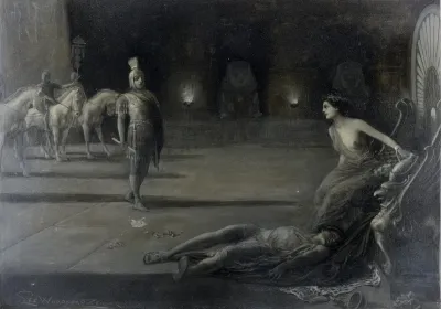 Antony Approaching Cleopatra Meiamoun Lying Dead At Her Feet
