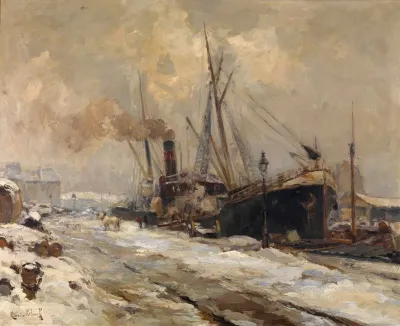 Antwerp Harbour In Winter