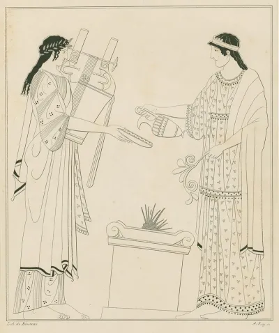 Apollo And Artemis Performing A Libation At An Altar