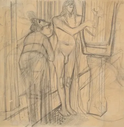Apollo I Melpomene Szkic Do Ilustracji Iliady Homera