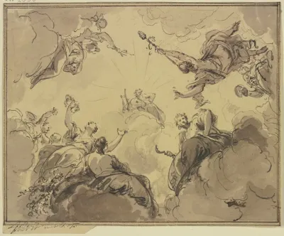 Apollo Umgeben Von Bacchus Ceres Flora Und Anderen Gottheiten
