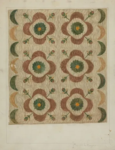 Applique And Quilted Coverlet