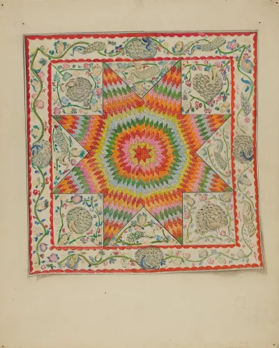 Applique Patchwork Coverlet