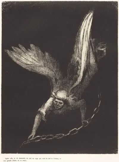 Apres Cela Je Vis Descendre Du Ciel Un Ange Qui Avait La Clef De Labime Et Une Grande Chaine En Sa Main