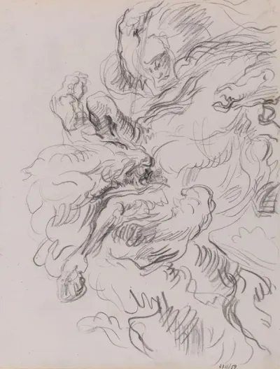 Arab Horseman Attacked By A Lion 2
