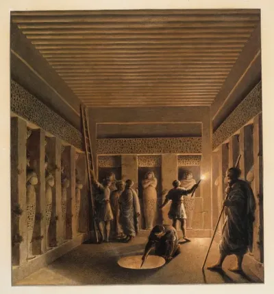 Arab Men Discovering The Interior Of A Pyramid