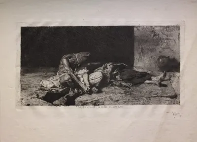 Arab Watching Over The Body Of His Friend