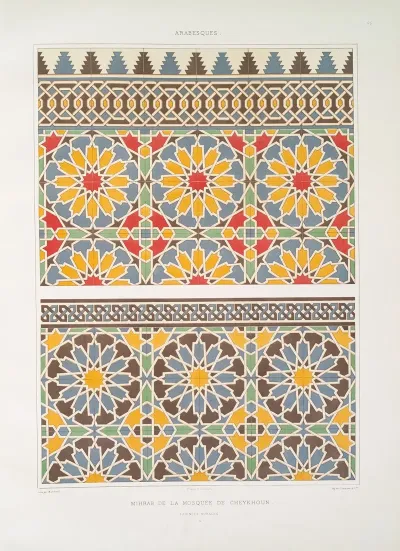 Arabesques Mihrab De La Mosquee De Cheykhoun Faiences Murales 2