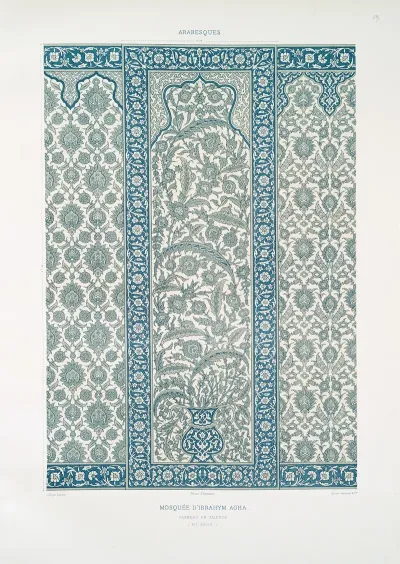 Arabesques Mosquee Dibrahym Agha Panneau En Faience Xvie Siecle