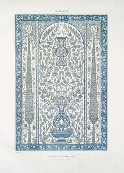 Arabesques Mosquee Dibrahym Agha Pseudo Mihrab En Faience Xvie Siecle