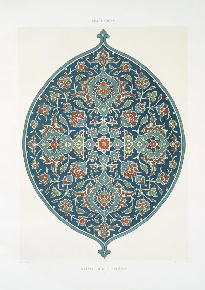 Arabesques Panneau Ovoide De Faience 1