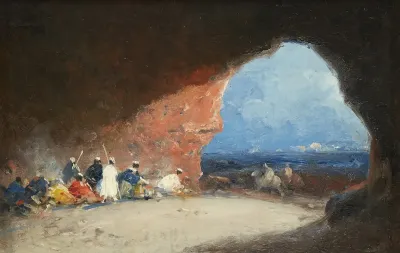 Arabs In A Cave By The Sea