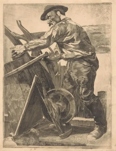 Arbeider Met Een Kruiwagen