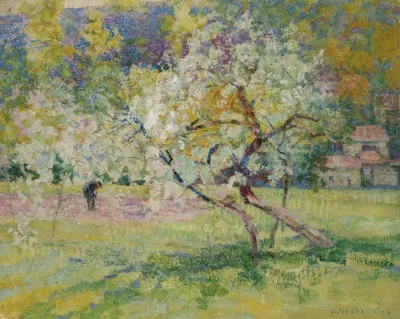 Arbres En Fleur Dans La Prairie Auvergne