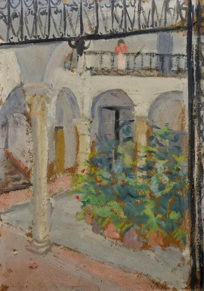 Arcaded Courtyard In A Spanish House