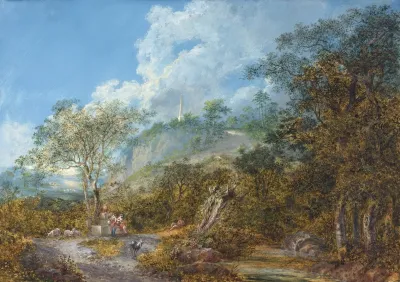 Arcadian Landscape With An Obelisk