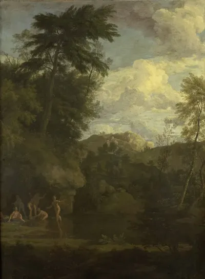Arcadian Landscape With Diana Bathing
