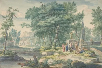 Arcadian Landscape With Figures Making Music