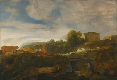 Arcadian Landscape With Resting Shepherds With Their Cattle Antiquities Beyond