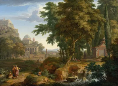 Arcadian Landscape With Saints Peter And John Healing The Lame Man