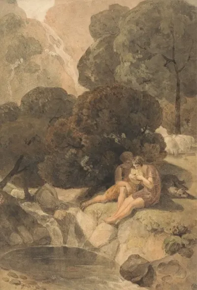 Arcadian Shepherds By A Pool