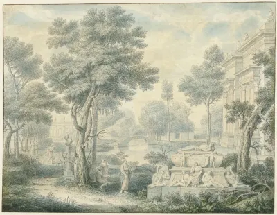 Arcadisch Landschap Met Een Graftombe