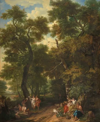 Arcadisch Landschap Met Musicerende En Dansende Herders