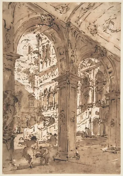 Architectural Capriccio Courtyard Of A Palace 3