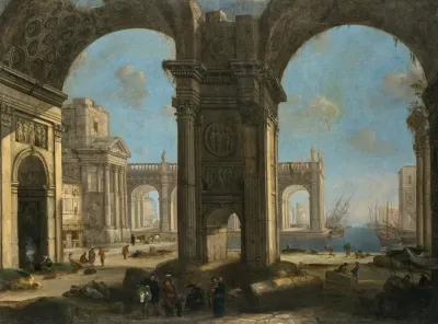 Architectural Capriccio With A Harbour