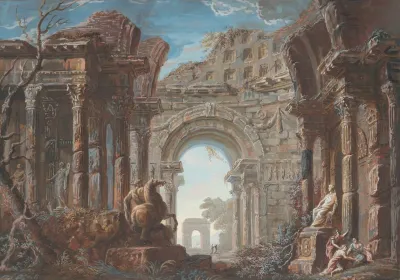 Architectural Capriccio With A Monumental Arch