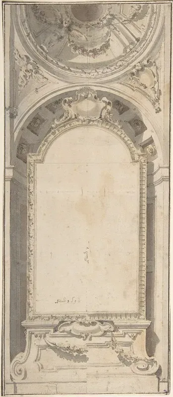 Architectural Design With An Altarpiece Framed In A Niche And Surmounted By A Dome